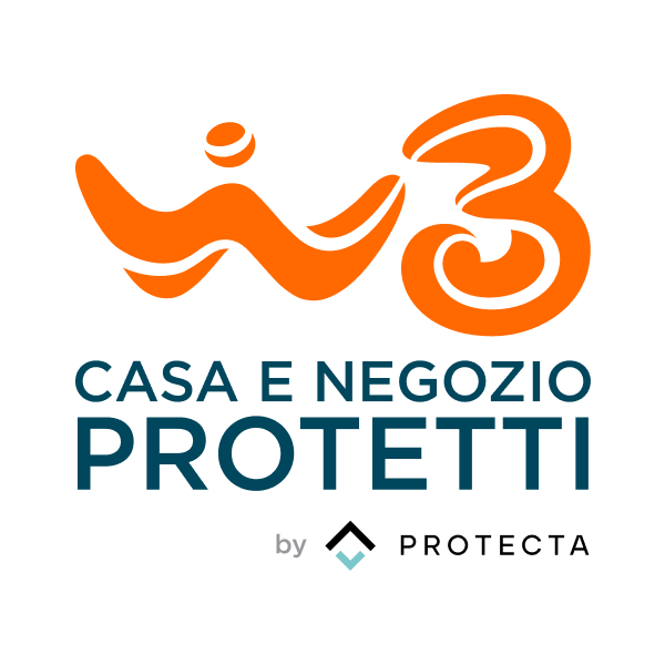 Logo windtre casa e negozio protetti by protecta