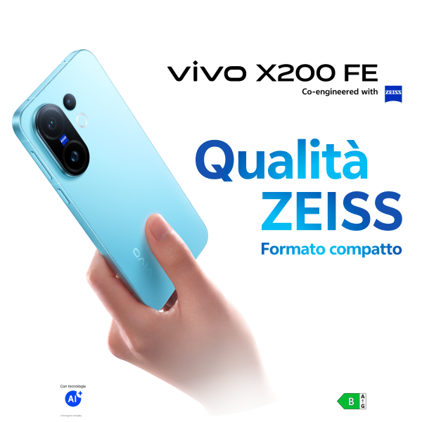 VIVO X200 FE Co-engineered with zeiss Qualita ZEISS Formato compatto Con tecnologia AI classe energetica B