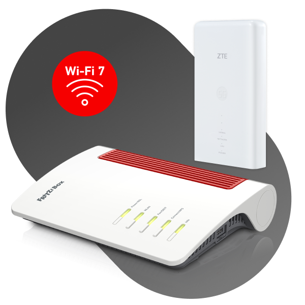 Modem FRITZ wi fi 7 e antenna ZTE 5G